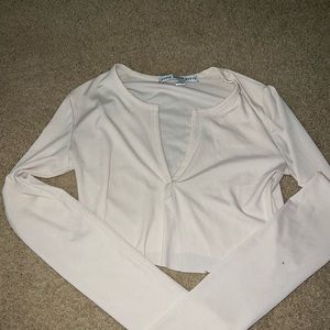 white cropped long sleeve